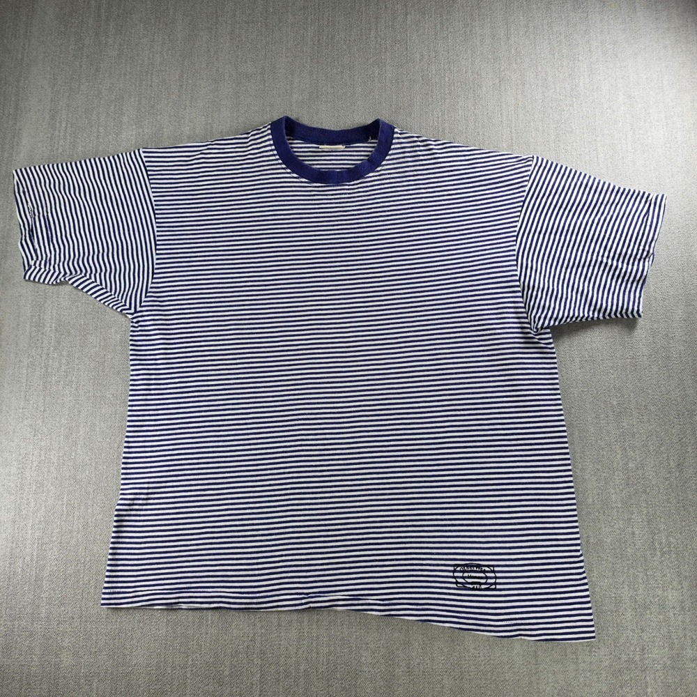 Hanes Otherwear T-Shirt Women XL Blue Striped Vintage Cotton‎ Made in USA